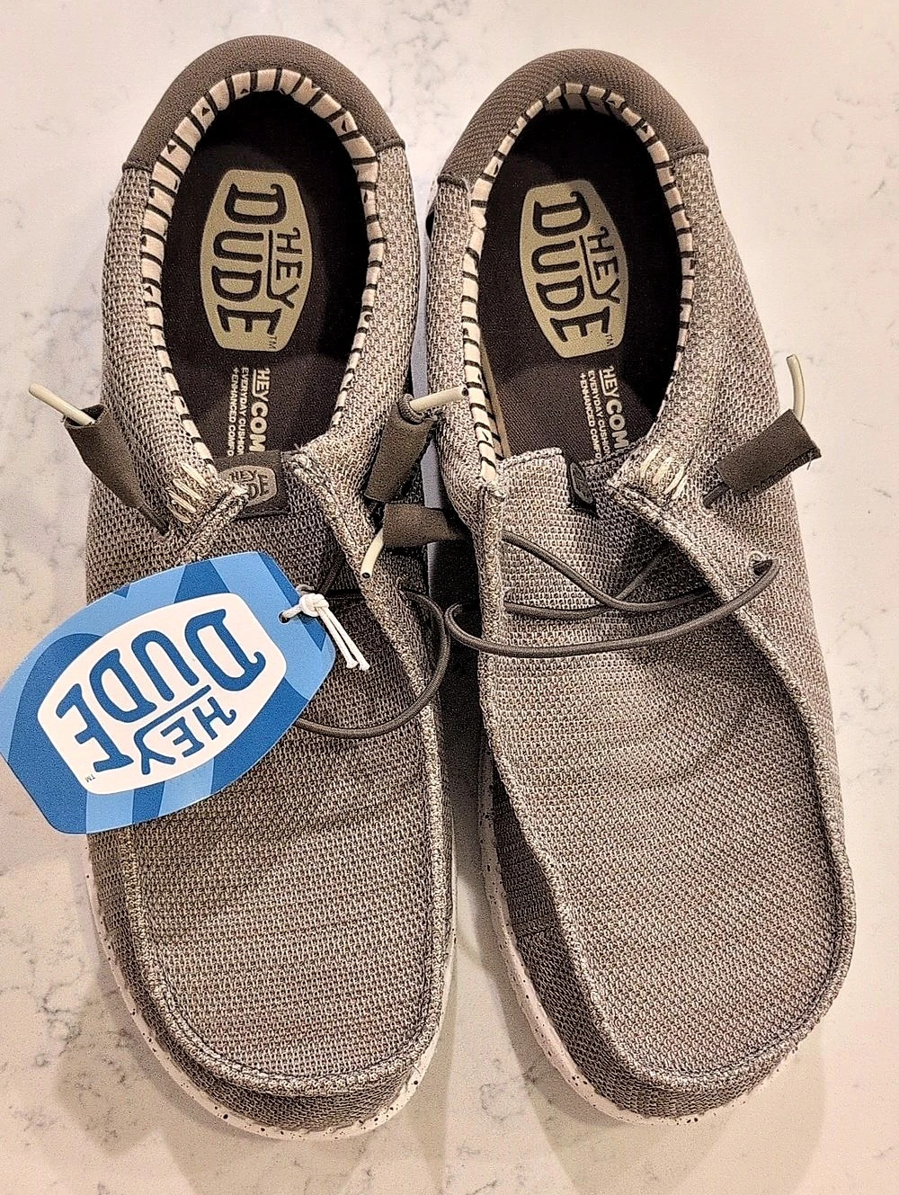 NWT 13 MENS Hey Dude Wendy Sox Gray Sneakers Slip On Loafer